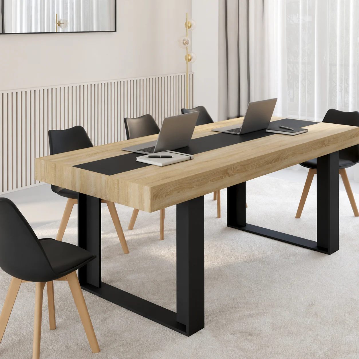 IDMarket PHOENIX 200 cm, photo fabricant retouchée avec des accessoires de travail illustratifs