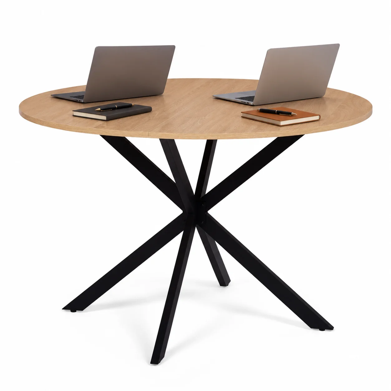 IDMarket ALIX ronde 110 cm, photo fabricant retouchée avec des accessoires de travail illustratifs